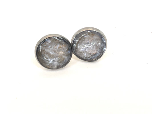 Salmon Skin Stud Earrings